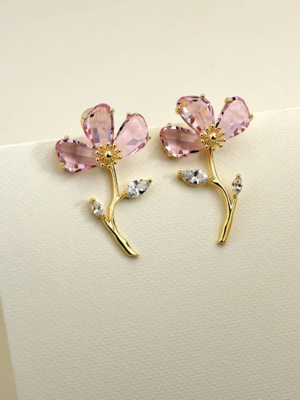 Stunning Crystal Flower Statement Drop Dangle Earrings for Women - Elegant